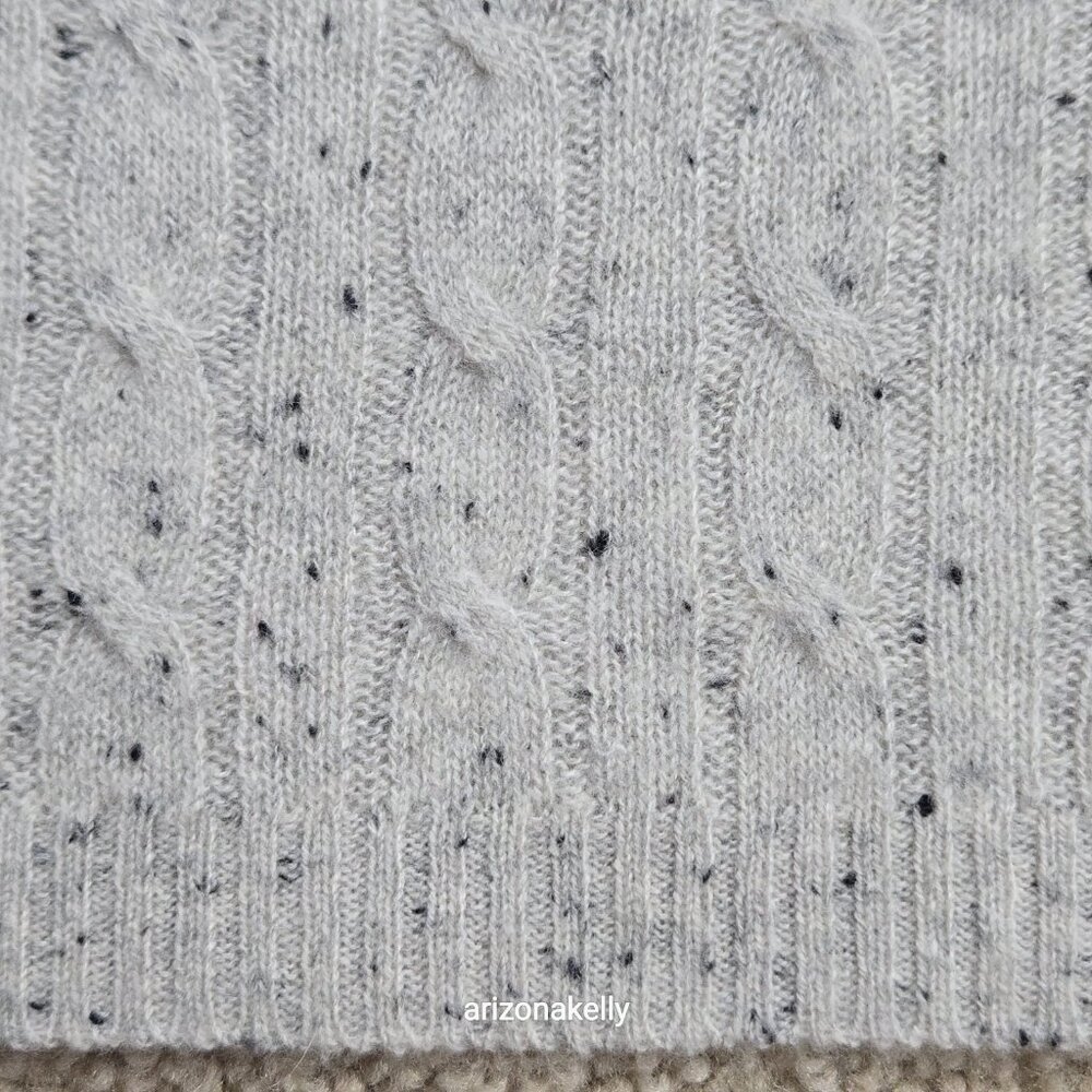 Speckled Cashmere Cable Knit Creme Oversized Scarf - Picture 4 of 13